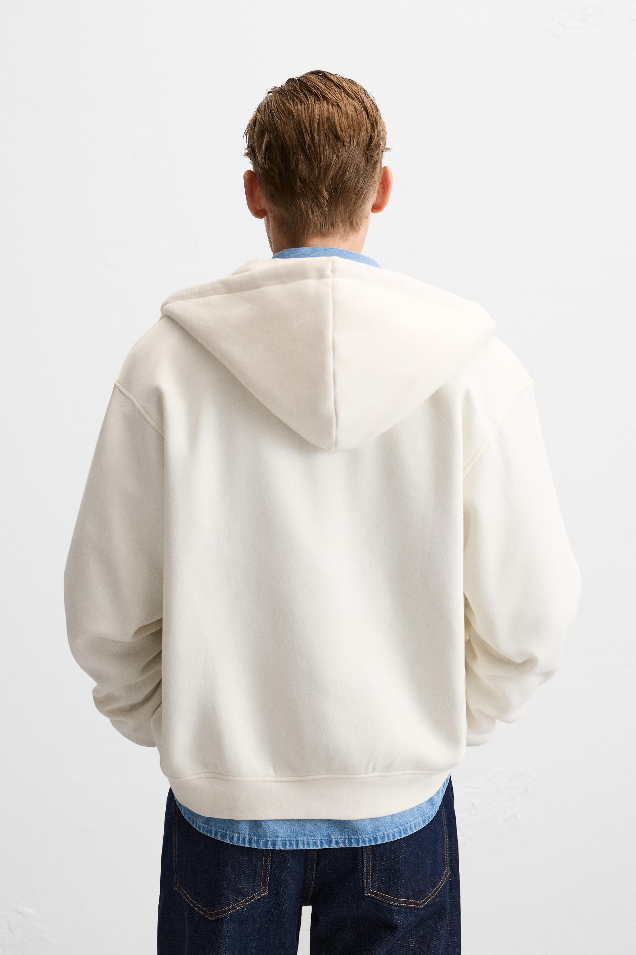 HOODED SWEATSHIRT WITH ZIP - Oyster-white | ZARA United States