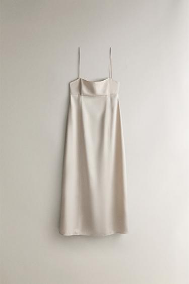 UNIFARBENES SATIN-NACHTHEMD - Perlgrau von Zara