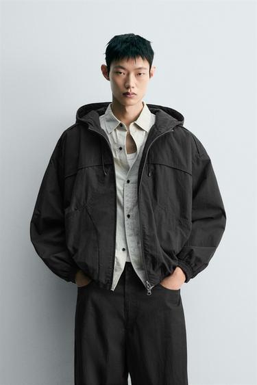 Zara 科技布料絎縫外套 - 黑色
