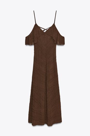 TEXTURED MIDI DRESS - Chocolate by Zara - Image 7