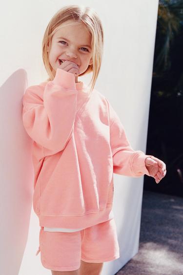 LABEL PLAIN SWEATSHIRT AND BERMUDA SET - Chalk pink by Zara