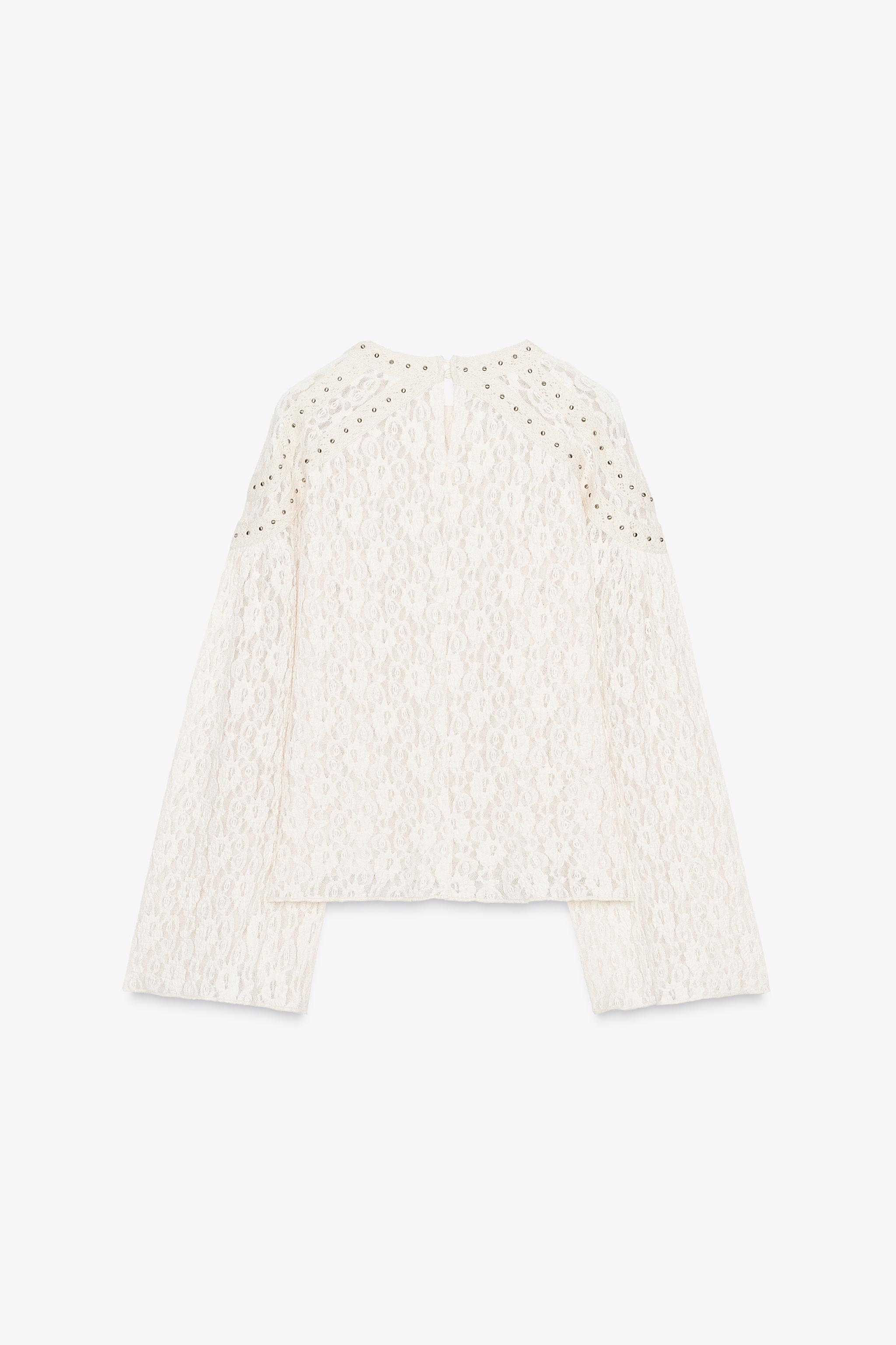 スタッズ付きレーストップス - エクリュ | ZARA Japan / 日本
