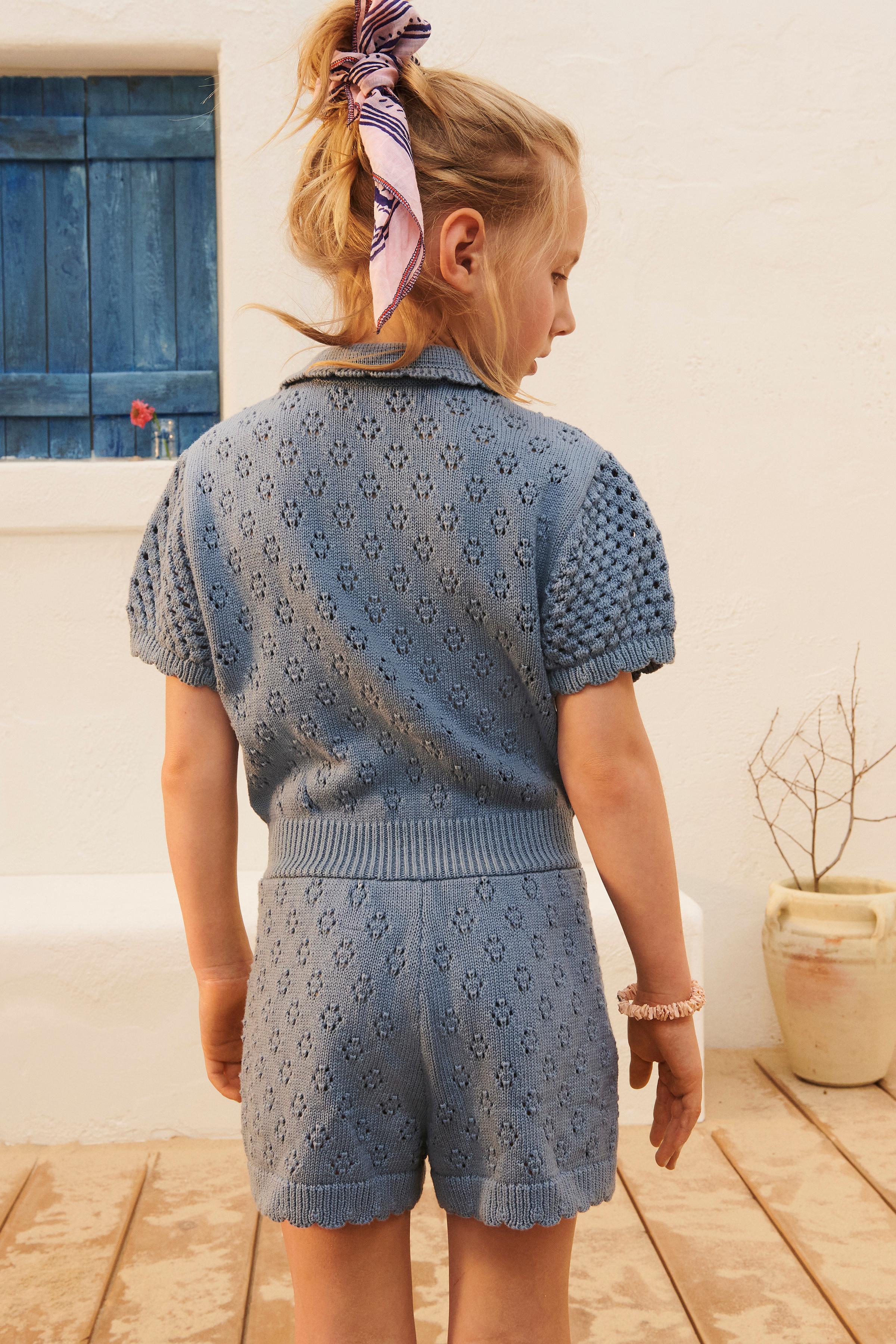 LIMITED EDITION OPENWORK KNIT JUMPSUIT - Light blue | ZARA