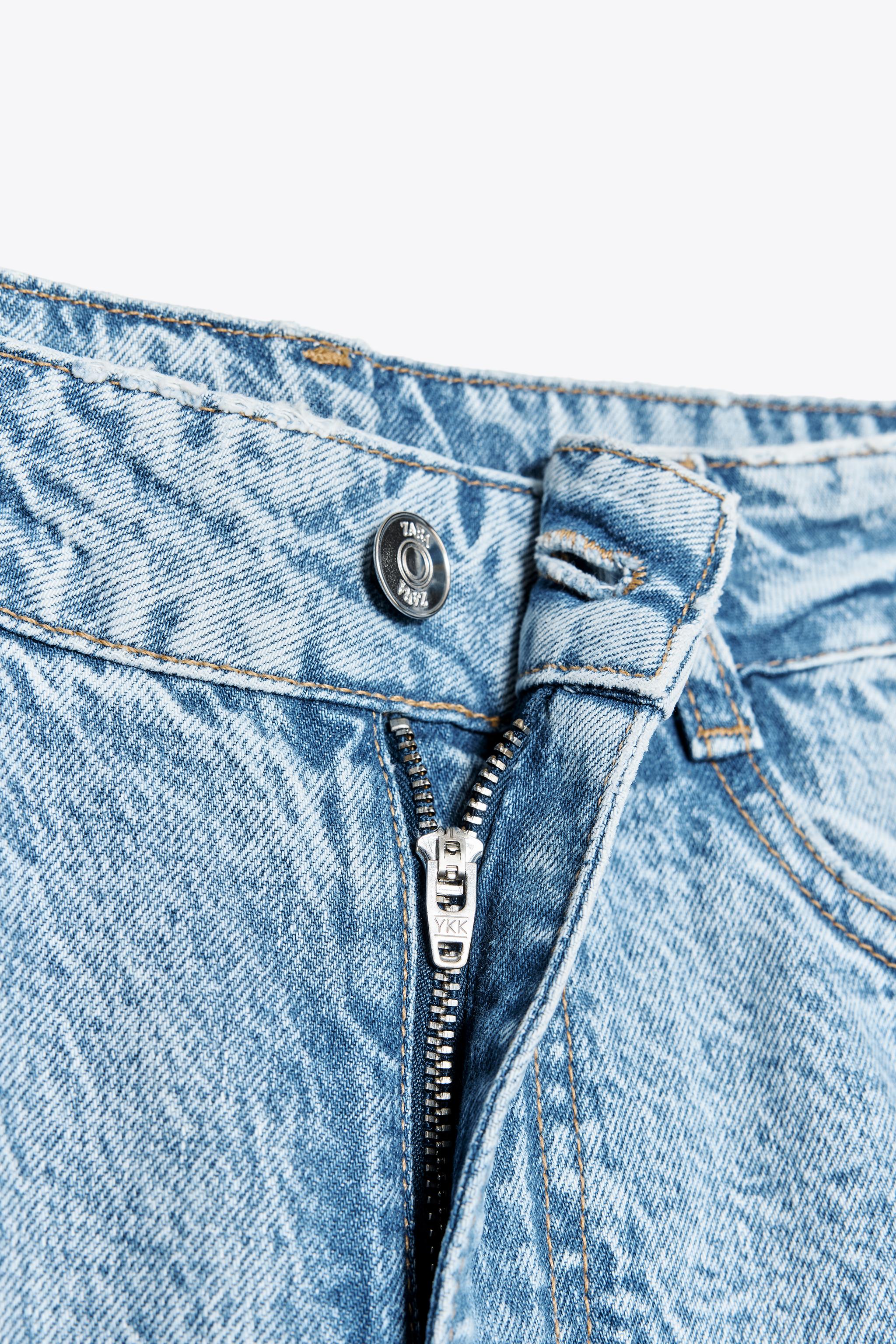 Z1975 MID-RISE STRAIGHT CUT OUTS RIPPED JEANS - Light blue
