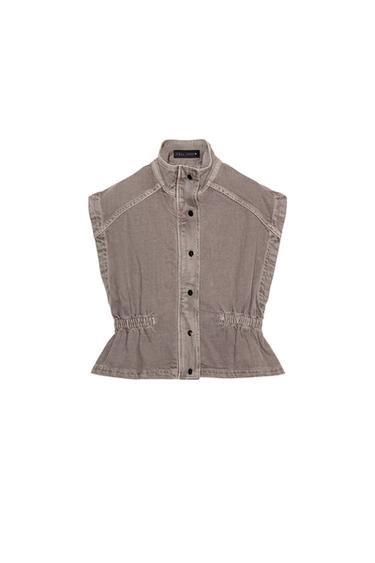 Z1975 DENIM HIGH-NECK WAISTCOAT - Brown marl by Zara