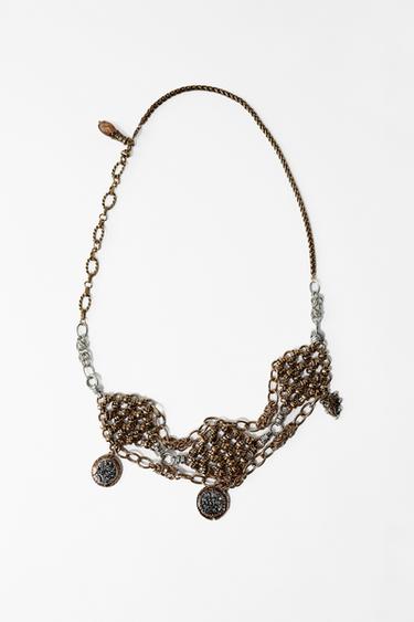 METAL BELT WITH RHOMBUS AND MEDALS - Gold / Silver by Zara
