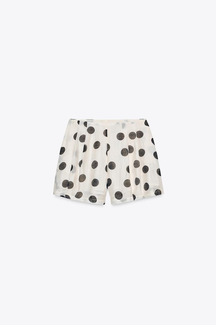 PLEATED POLKA DOT BERMUDA SHORTS - Ecru by Zara - Image 3