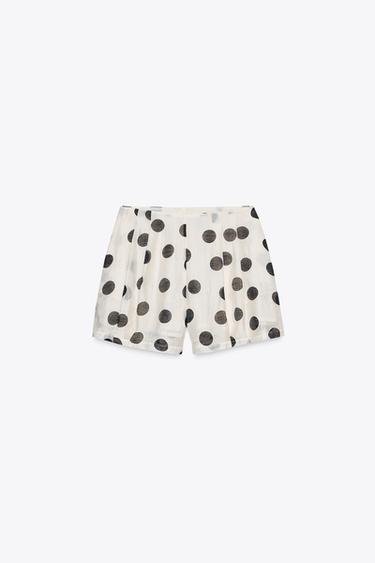 BERMUDA À POIS ET PINCES - Écru de Zara - Image 3