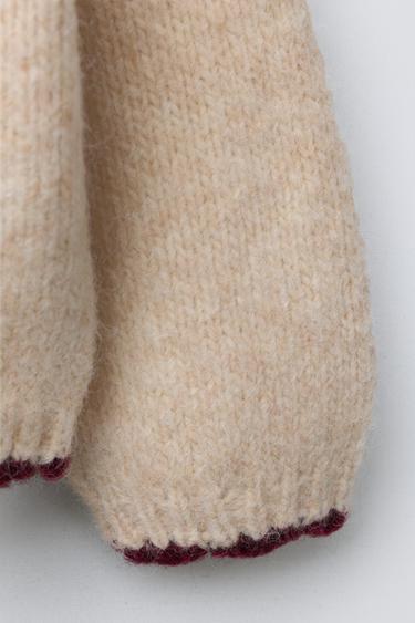 PULL EN MAILLE AVEC PIÈCES EN CROCHET - Beige clair de Zara - Image 3