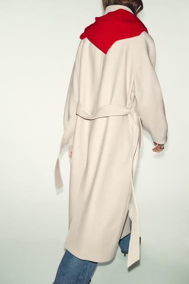 MANTEAU LONG AVEC LAINE COL MONTANT - Beige de Zara - Image 6
