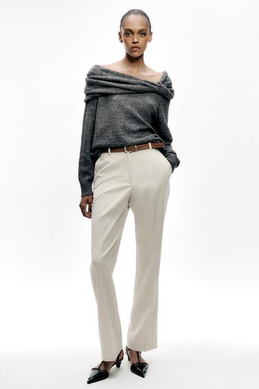 OFF-THE-SHOULDER KNIT SWEATER - Grey marl by Zara