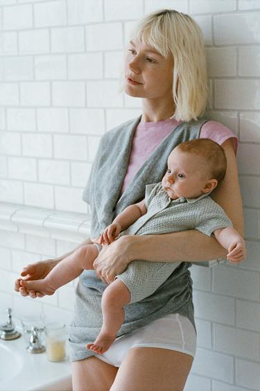 TEXTURED KNIT PLAYSUIT - Pastel green by Zara