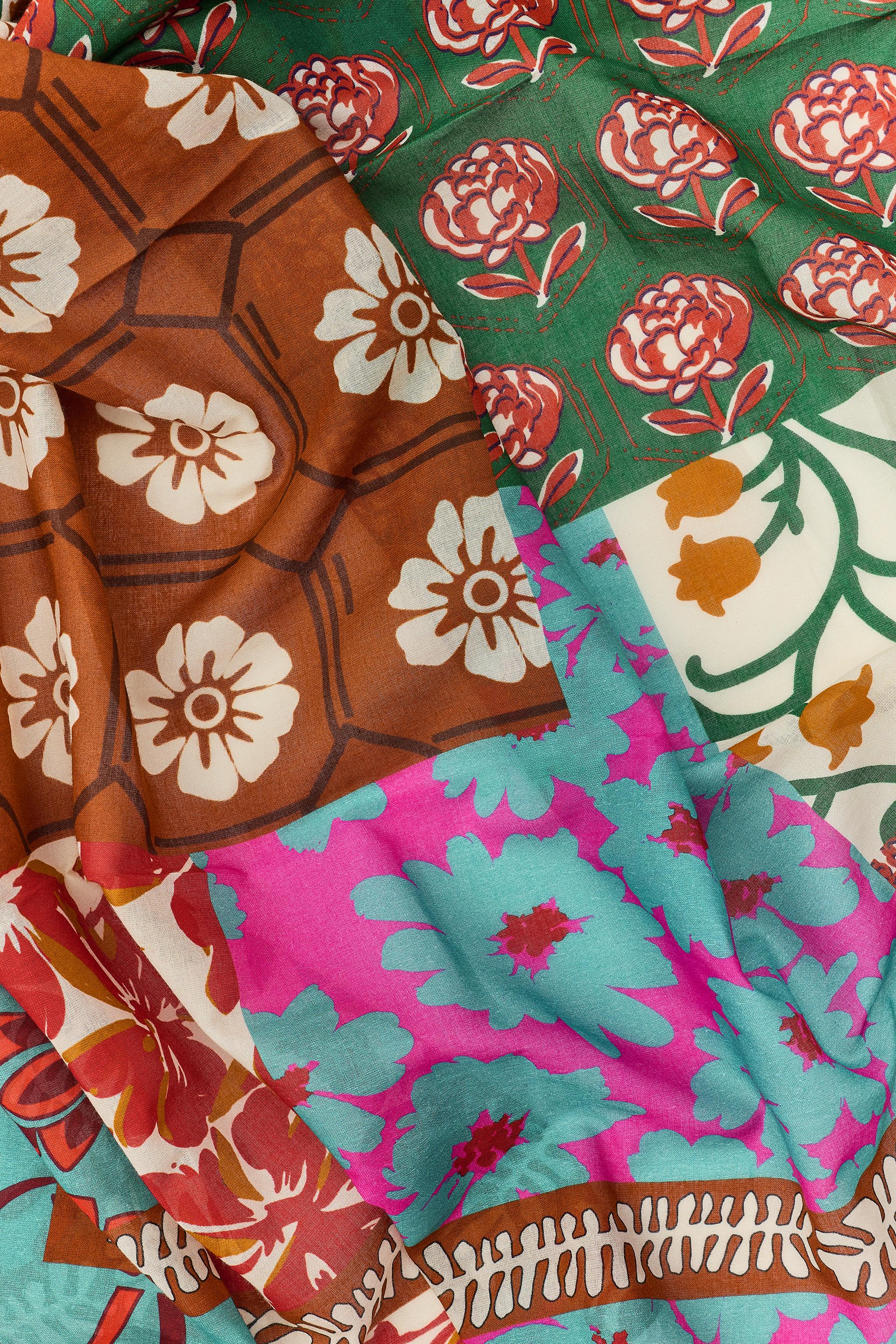 TILE PRINT COTTON SCARF — Multicolored (alternate view)