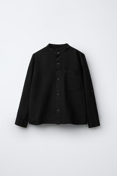 CHEMISE 100 % LIN MANCHES AJUSTABLES - Noir de Zara - Image 1