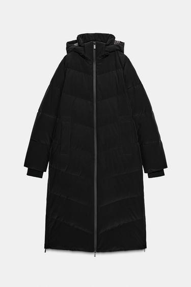 LONG WATER-REPELLENT AND WINDPROOF HOODED DOWN JACKET - Black by Zara - Image 0