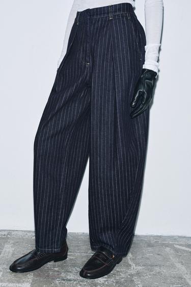 BALONASTE ČRTASTE KAVBOJKE S SREDNJE VISOKIM PASOM KOLEKCIJA ZW - Modra od Zare