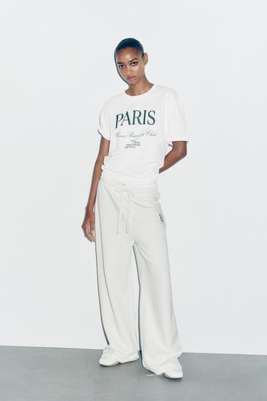 ФУТБОЛКА С ВЫШИВКОЙ И ТЕКСТОМ — Белый от Zara — изображение 0