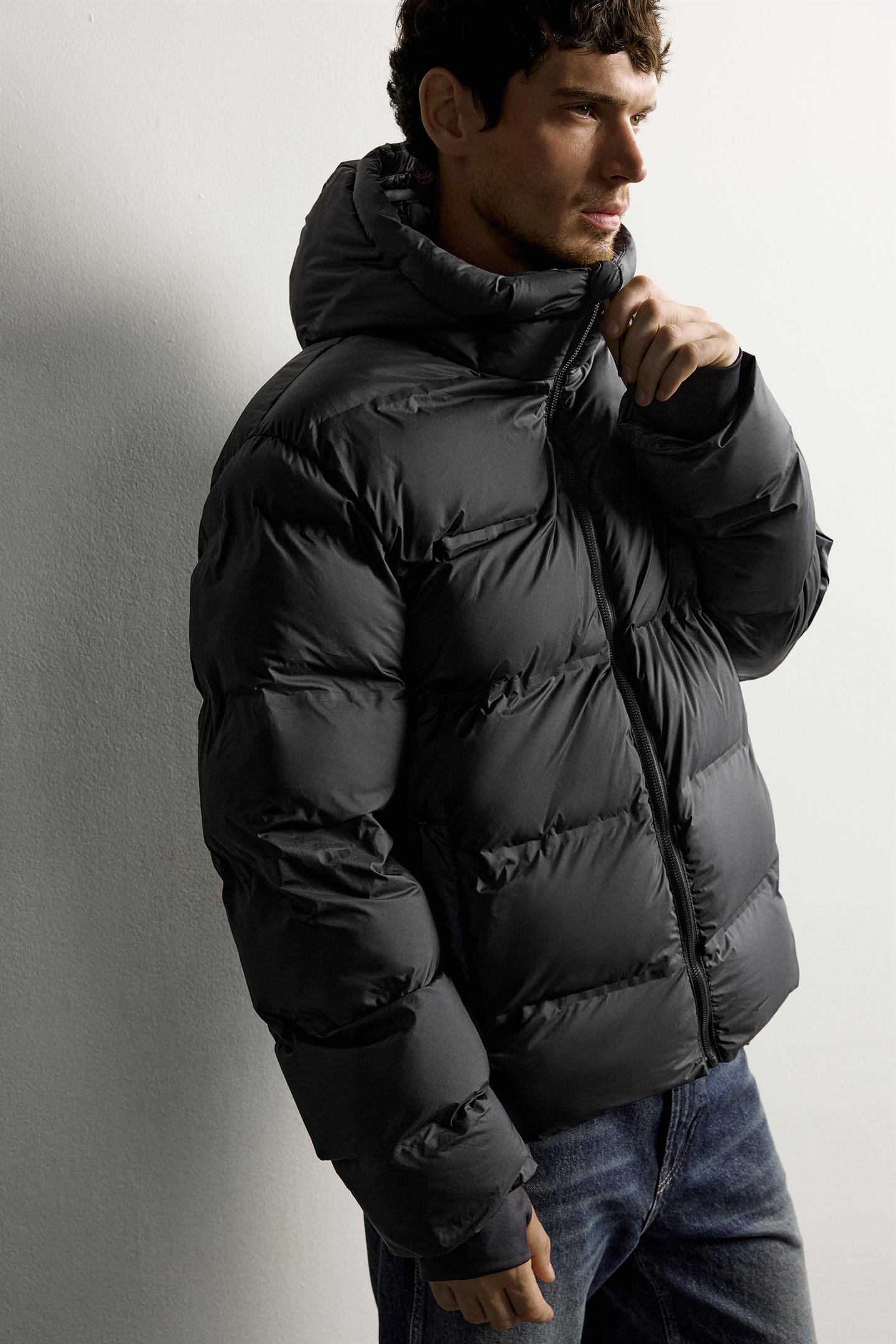 Мужская куртка Zara Quilted Hoodie Jacket, цвет: Чёрный — фото 5