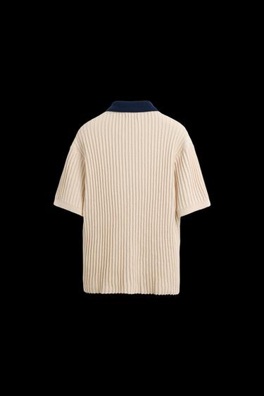 CONTRAST KNIT POLO SHIRT - Ecru by Zara