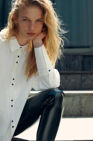 Zara STRIPED SHIRT - White / Gray