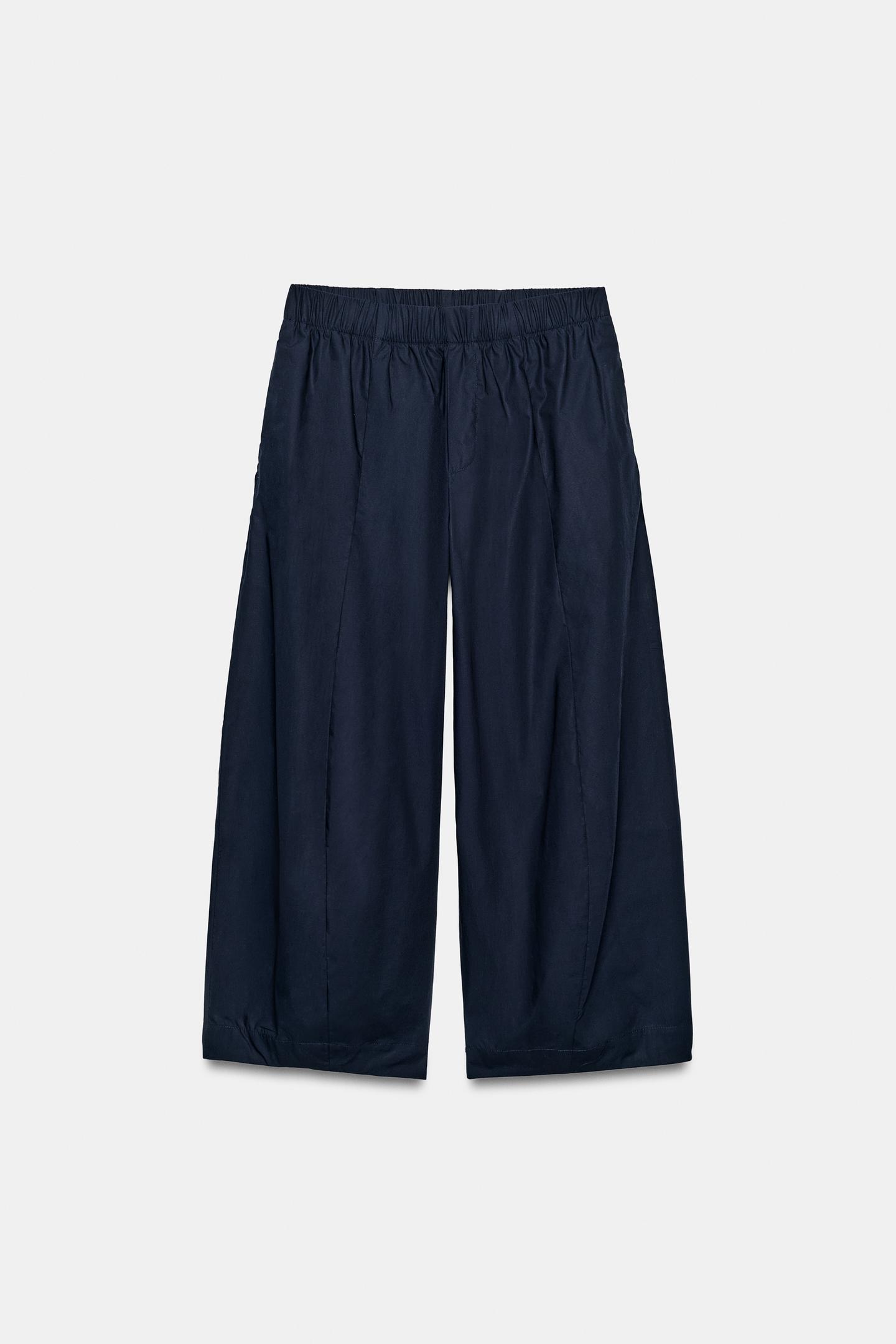 Женские брюки Zara ZW Collection Barrel, цвет: Тёмно-синий — фото 7