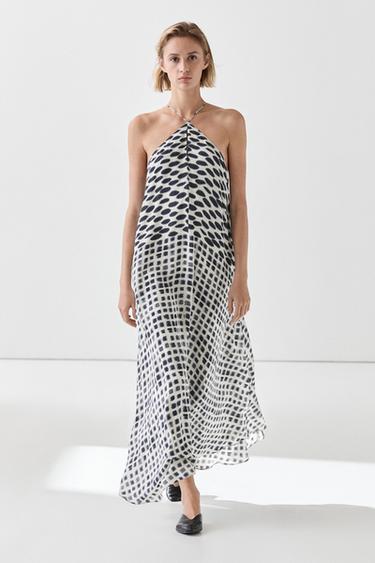Zara Printed flared midi dress - White - Image 0