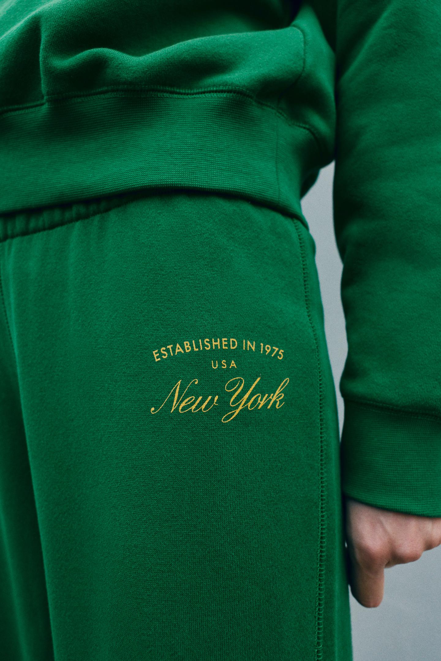 Женские брюки Zara New York Fleece, цвет: Зелёный — фото 4