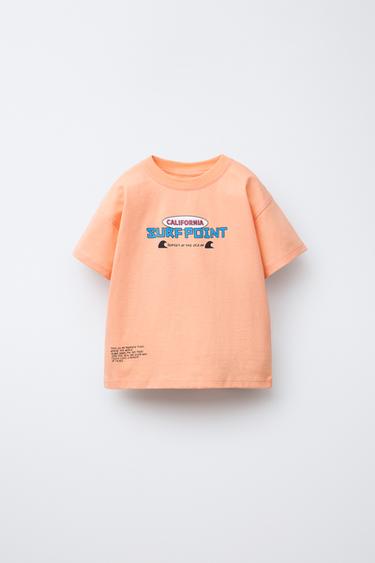 CAMISETA ESTAMPADA - Naranja de Zara