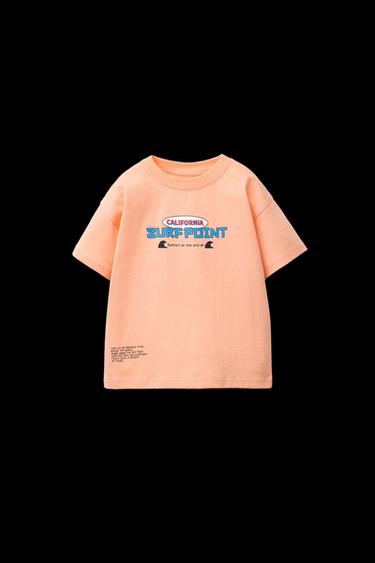 CAMISETA ESTAMPADA - Naranja de Zara