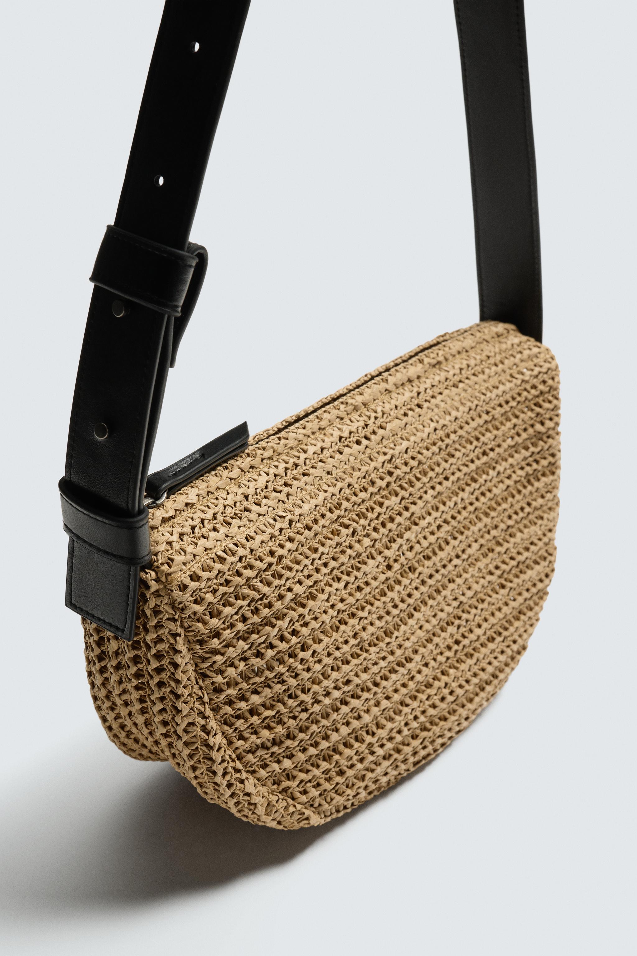 ZARA カゴメッシュ ショルダーバッグ ZARA ザラ かごバッグ カゴバッグ ショルダー バッグ ラタン 黒