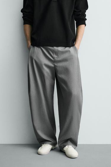 BALLOON FIT PLEATED TROUSERS - Mid-grey by Zara