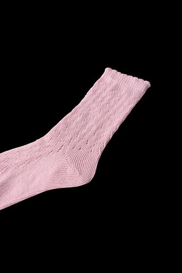 OPEN-KNIT SOCKS - Pale pink by Zara