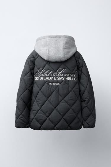 VESTE REMBOURRÉE À CAPUCHE AMOVIBLE - Plomb de Zara - Image 4