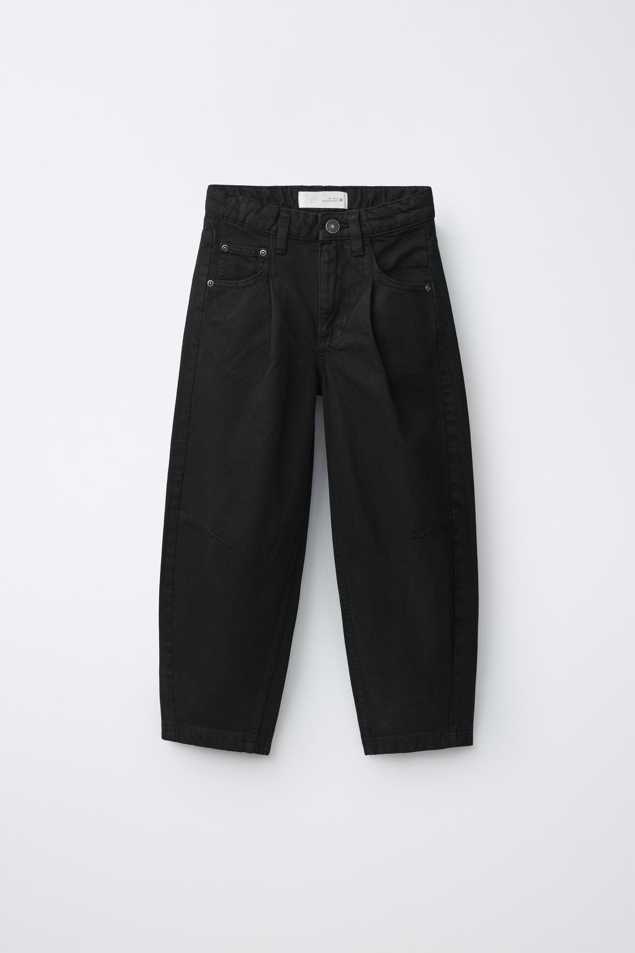 PLEATED BALLOON PANTS — Black