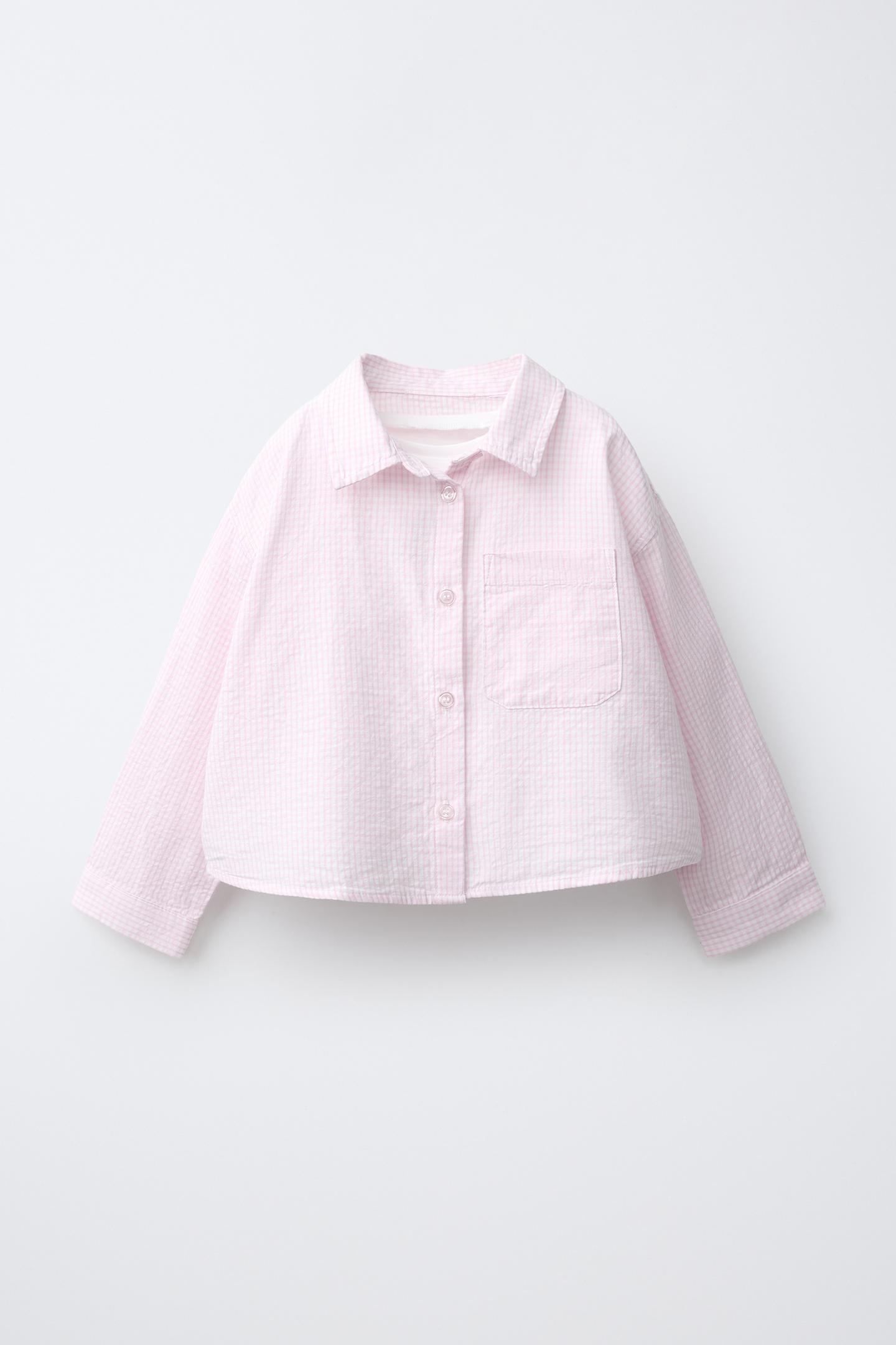 Детские комплекты Zara Striped Shirt and Embroidered Dog T-SHIRT SET, цвет: Розовый — фото 3