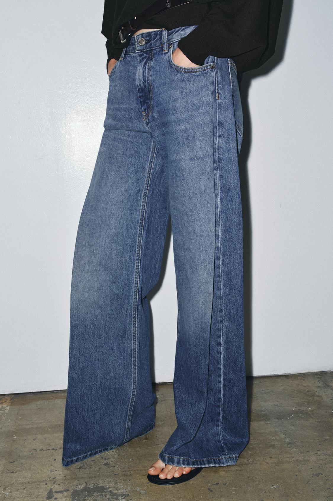 ZW COLLECTION FLARE LOW WAIST PLEATED JEANS