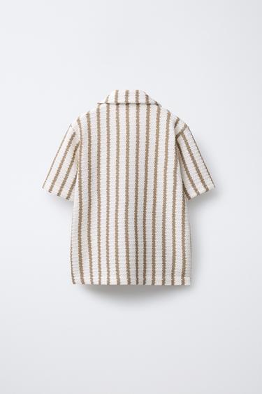 CHEMISE STRUCTURÉE À RAYURES - Écru / Beige de Zara - Image 1