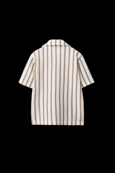 STRIPED TEXTURED SHIRT - Ecru / Beige by Zara