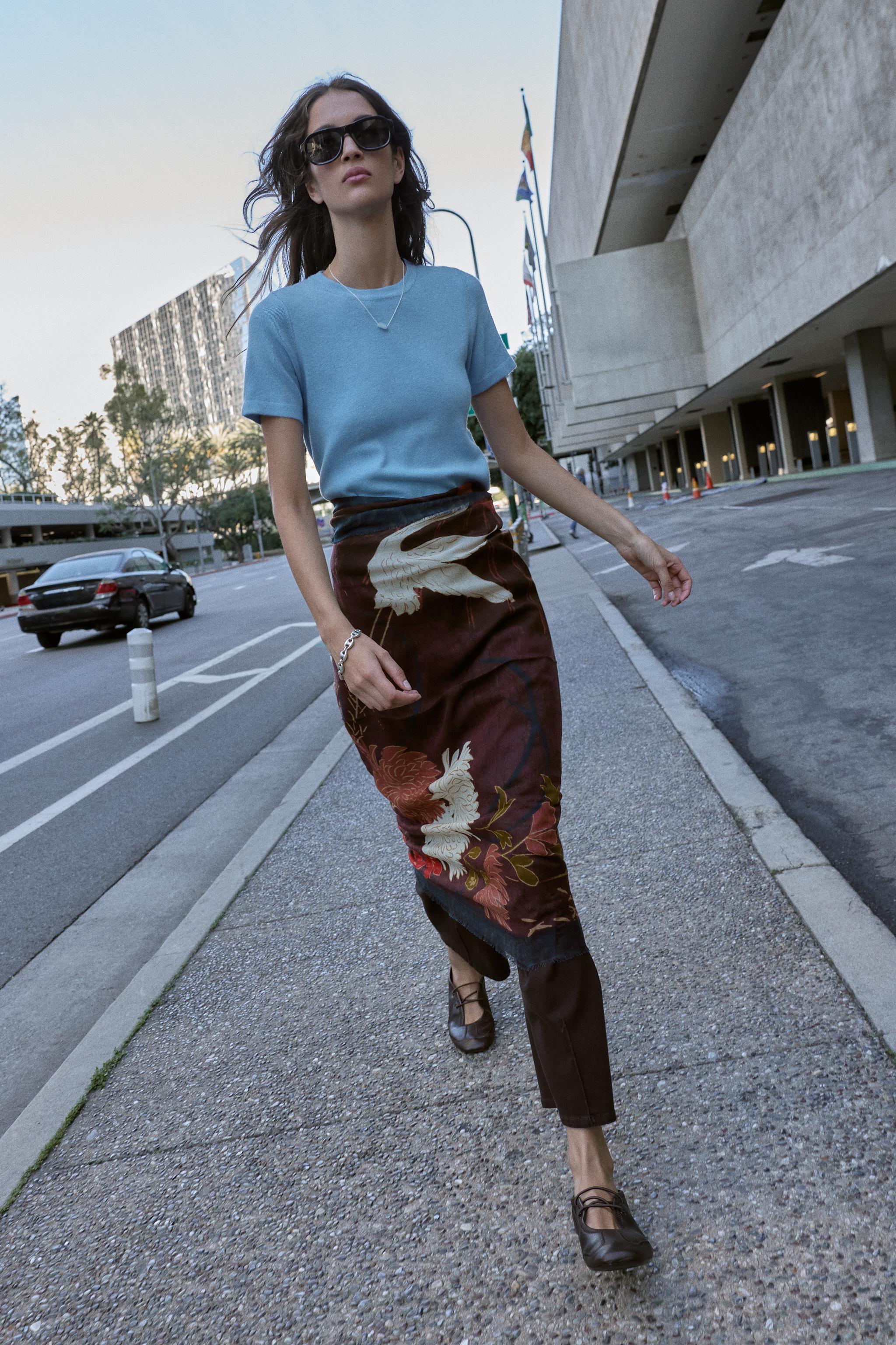 FLORAL PRINT SCARF - Burgundy | ZARA United States