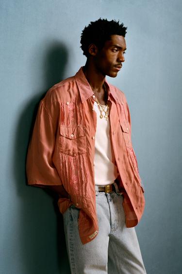 EMBROIDERED CUPRO SHIRT WILLY CHAVARRIA X ZARA - Pink by Zara