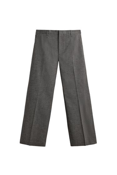 HERRINGBONE FLARE FIT TROUSERS - camel by Zara