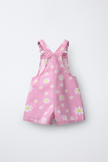 SALOPETTE EN SERGÉ À FLEURS - Rose de Zara - Image 1