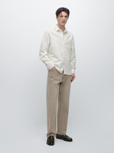 Camisa regular fit mezcla lino - Crudo de Zara - Imagen 0