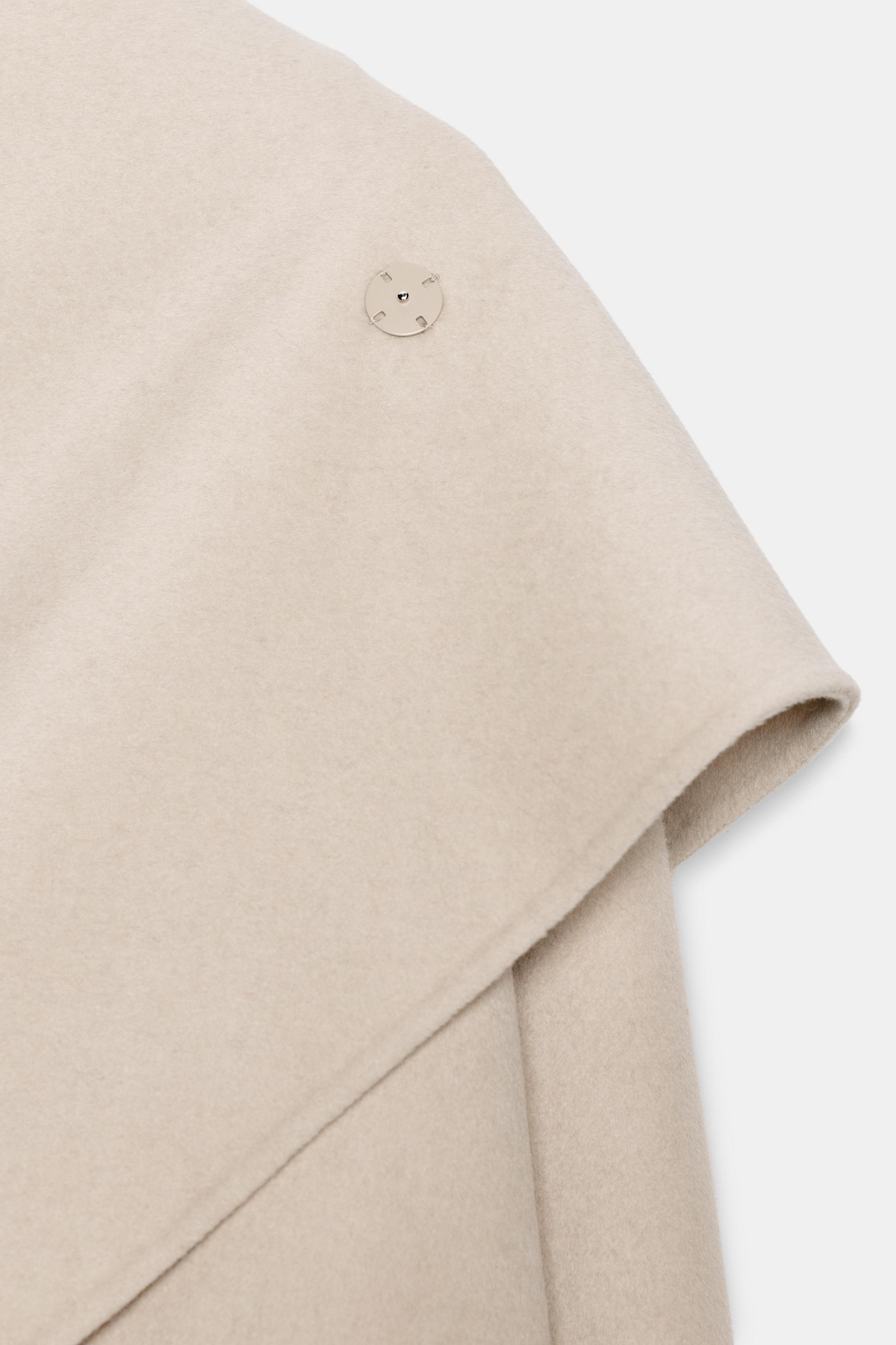 ZW COLLECTION ウール混紡オーバーサイズスカーフコート - エクリュ