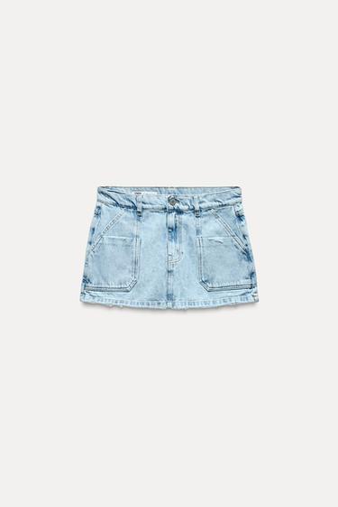 Zara TRF DENIM SKORT - Navy blue