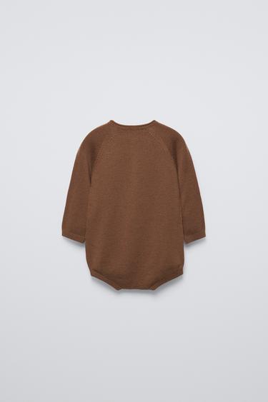 100% MERINO WOOL BODYSUIT - Brown by Zara - Image 1