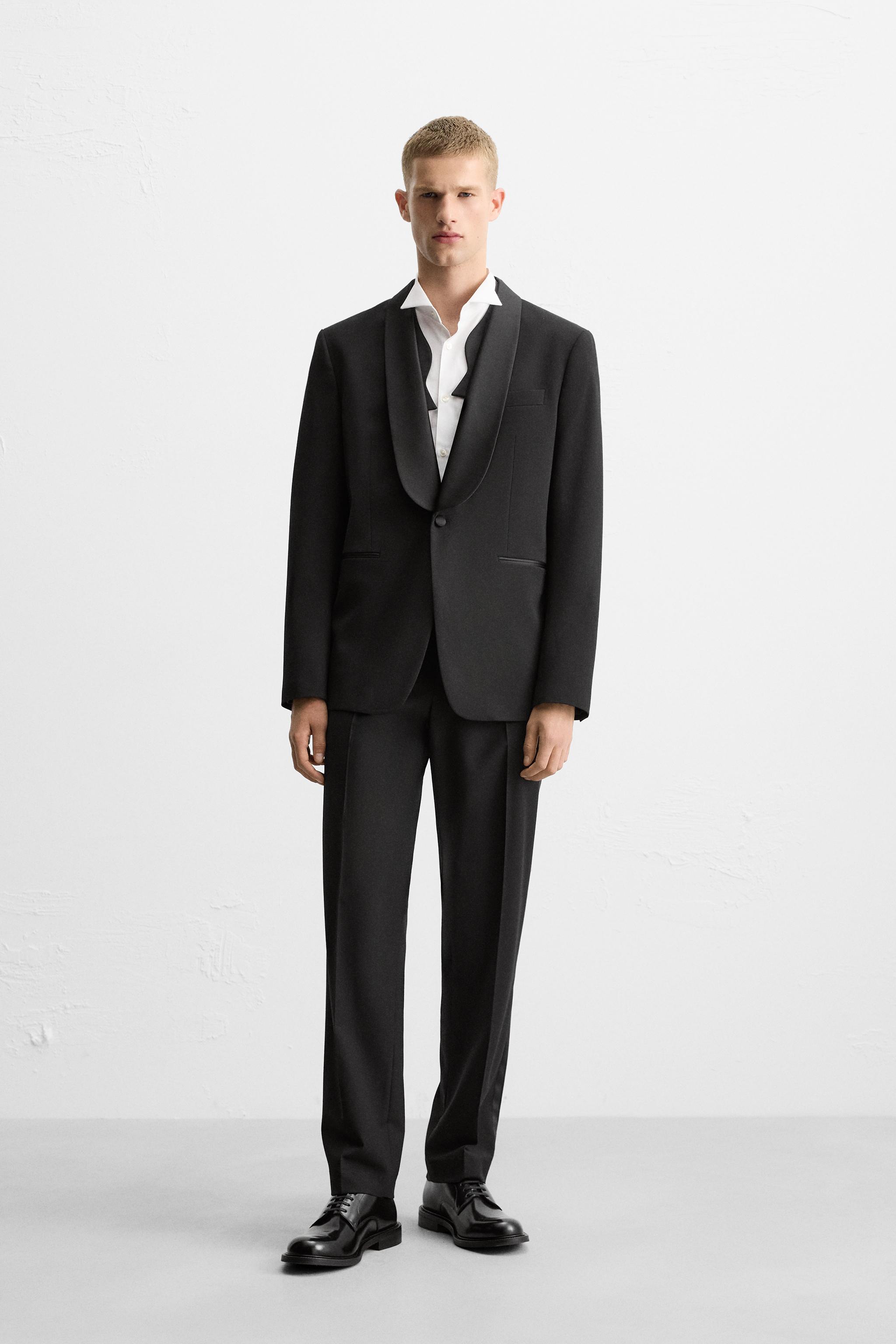 Suit Zara Smoking Uomo Pantaloni Abiti Eleganti Abito Uomo Beige