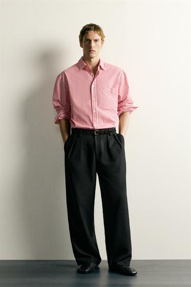 CAMISA BOXY FIT RAYAS - Blanco / Rojo de Zara