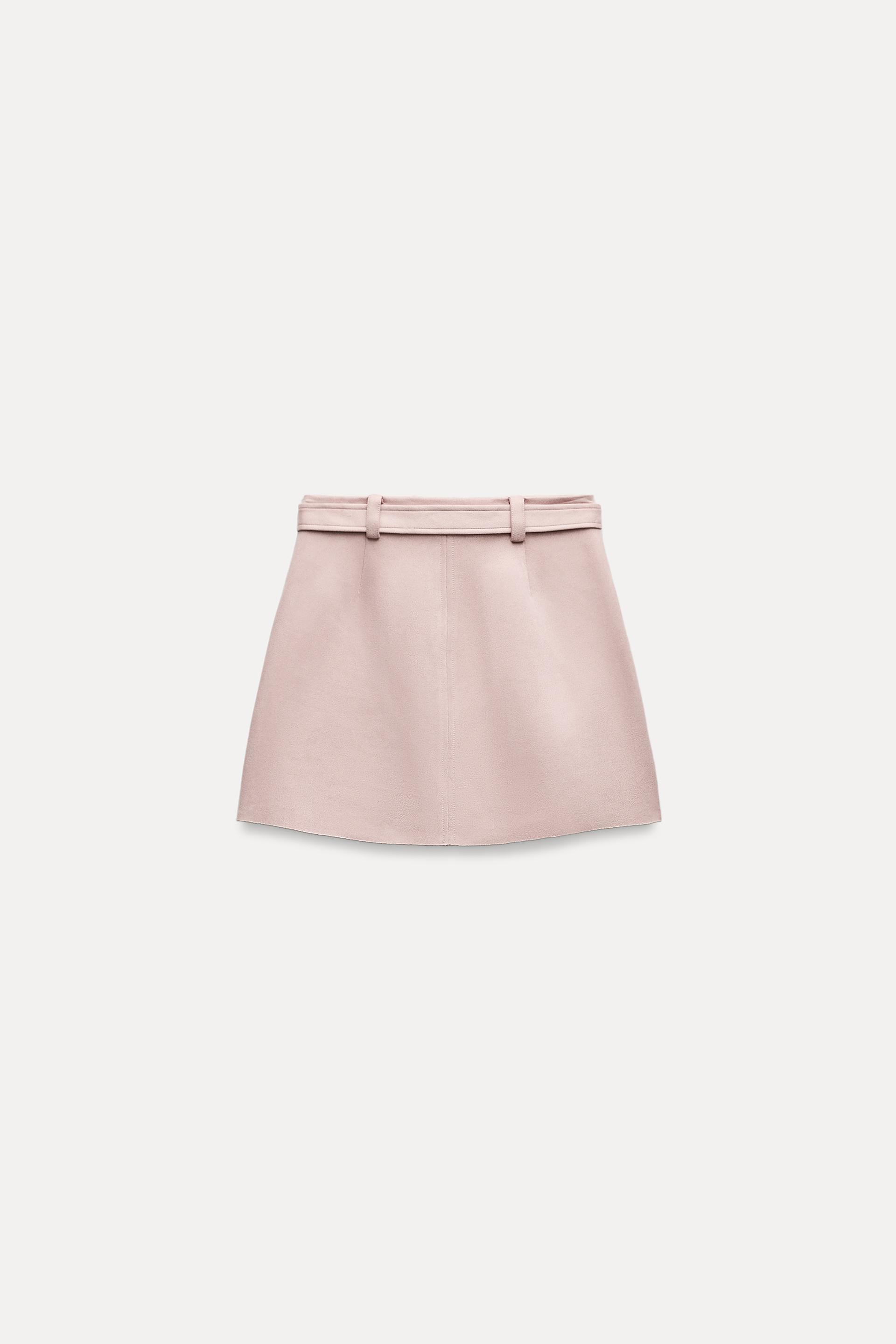 FAUX SUEDE MINI SKIRT Pale pink ZARA United States