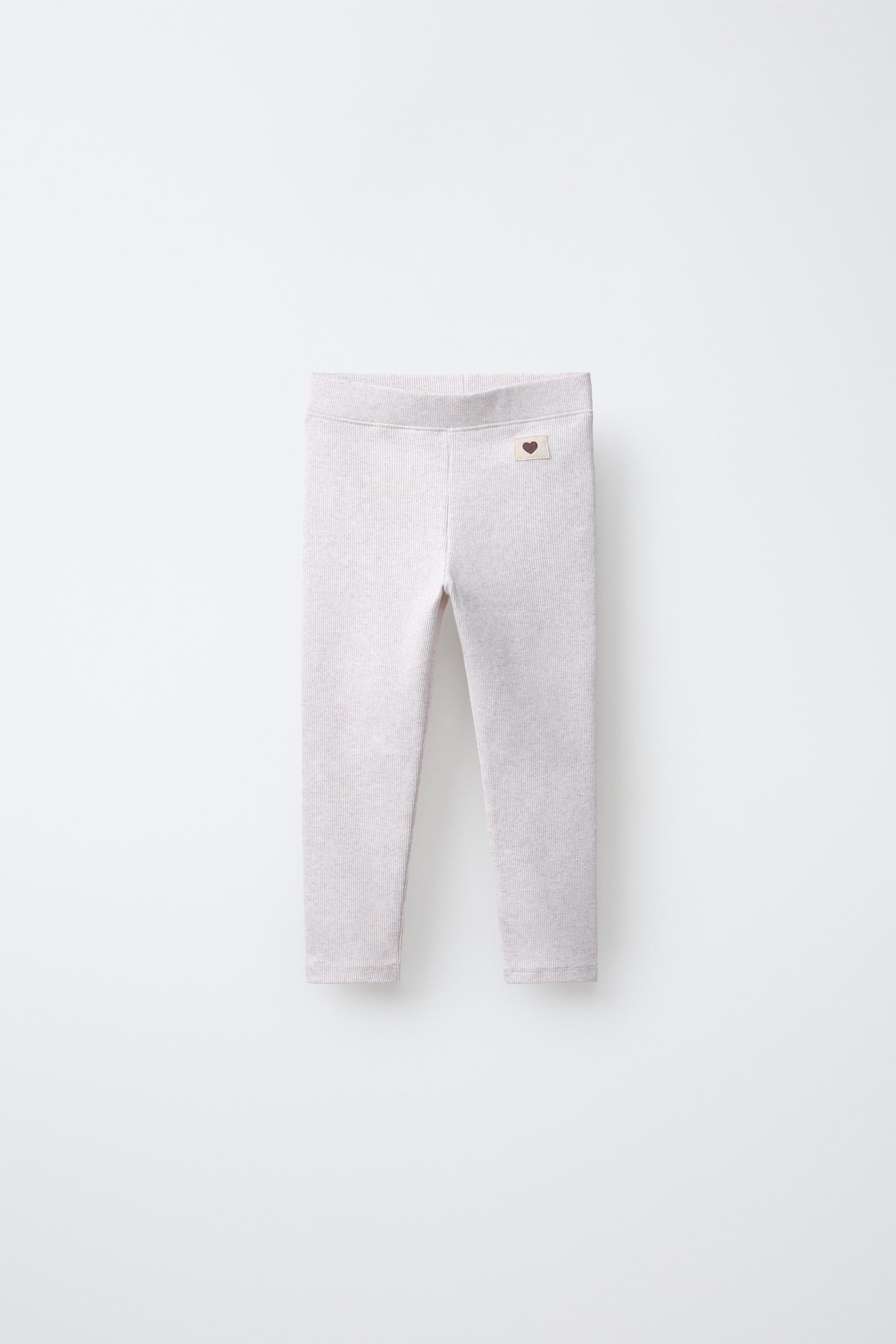 LABEL DETAIL RIBBED LEGGINGS — Sand / Marl
